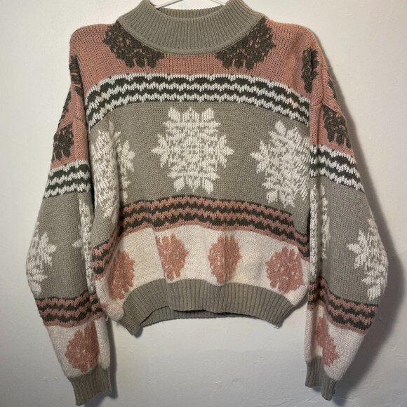 Vintage Tarazzia Acrylic Wool Blend Fair Isle Style Pullover Sweater - Picture 1 of 4